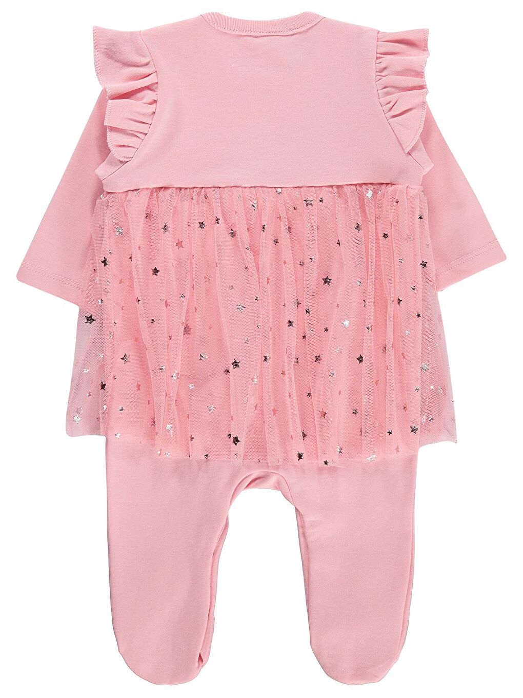 Baby Yıldız Empirme Baskılı 1-9 Ay Patikli Tulum - Pembe-1