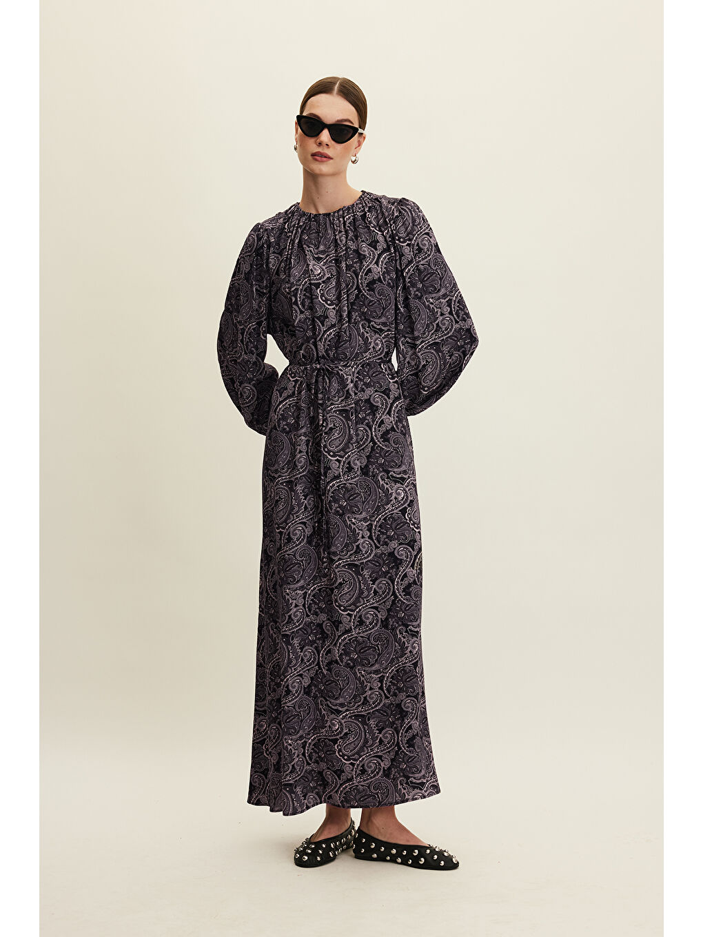 Siyah Desenli Viskon Elbise Dark Vıntage