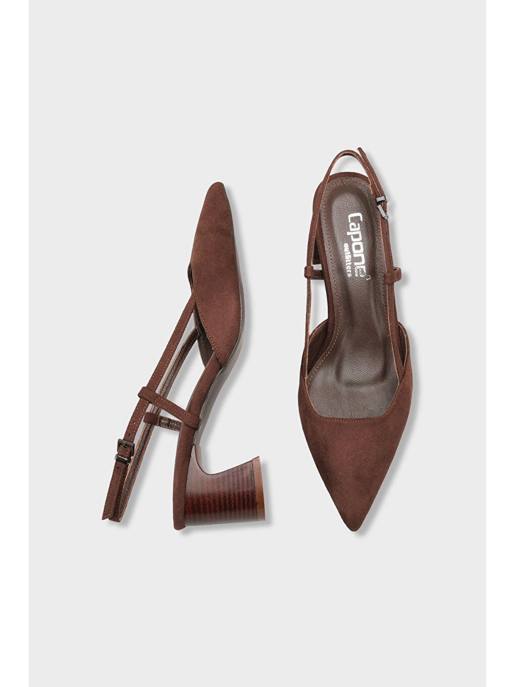 Kahverengi Phelia Hakiki Deri Astarlı Sivri Burunlu Orta Kalın Topuklu Arkası Açık Kadın Ayakkabı-4