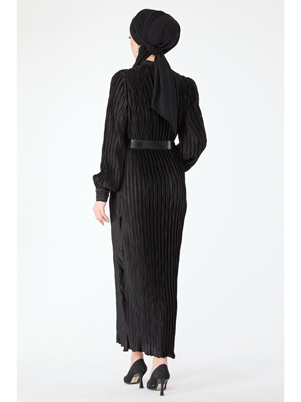 Hakim Yaka Kadın Siyah Abiye Elbise - 24398-6