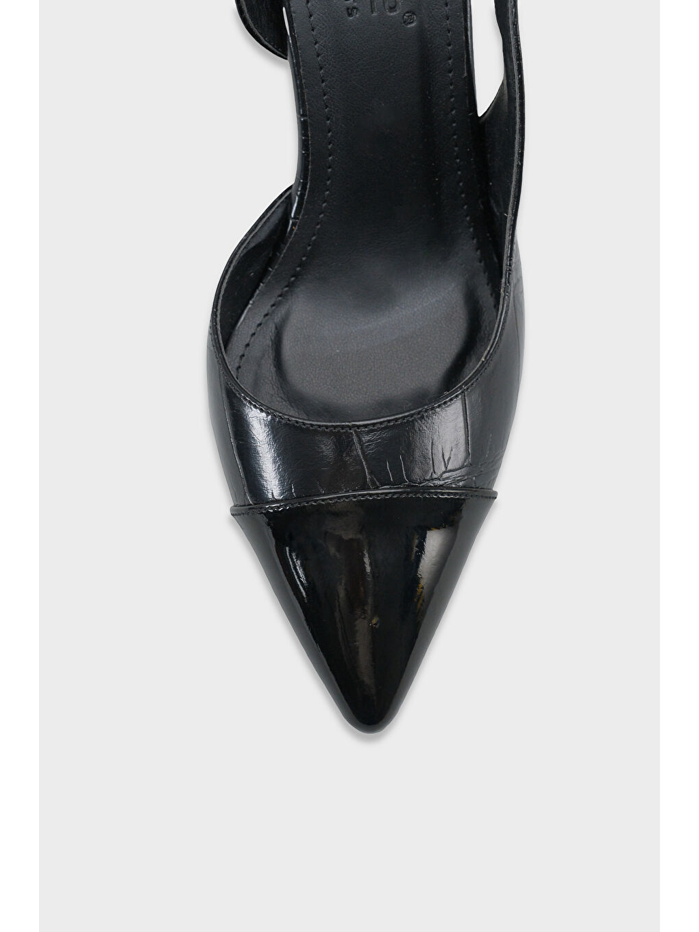 Siyah Salli Sivri Burunlu Arkası Açık Orta Topuklu Kadın Ayakkabı-2