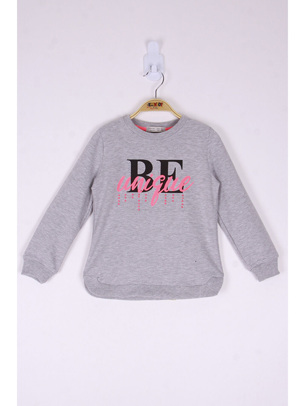 Gri Kız Çocuk Be Baskılı Sweatshirt