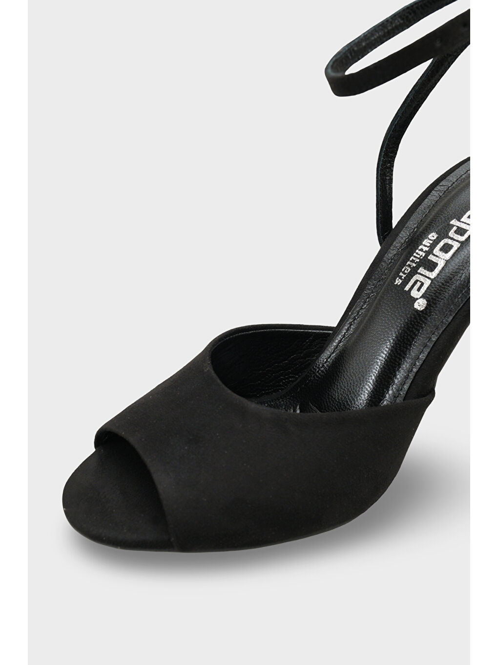 Siyah Kenna Hakiki Deri Astarlı Yuvarlak Burunlu Orta Topuklu Bilekten Bantlı Kadın Ayakkabı-2