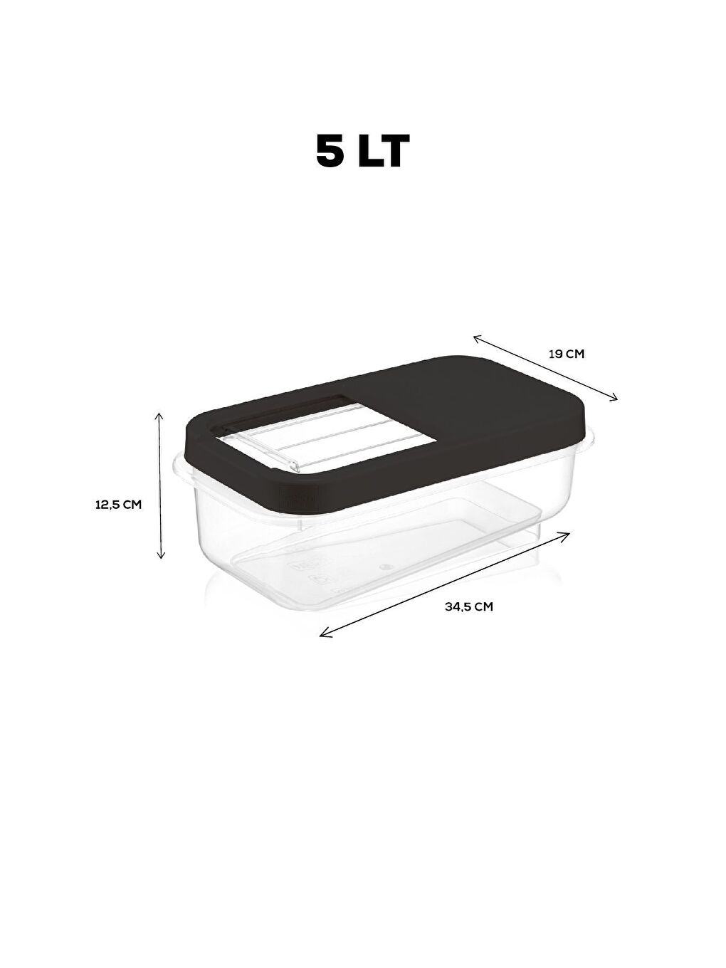 5 lt Kayar Kapaklı Deterjan Saklama Kabı Etiketli Tablet Deterjan Saklama Kutusu Antrasit