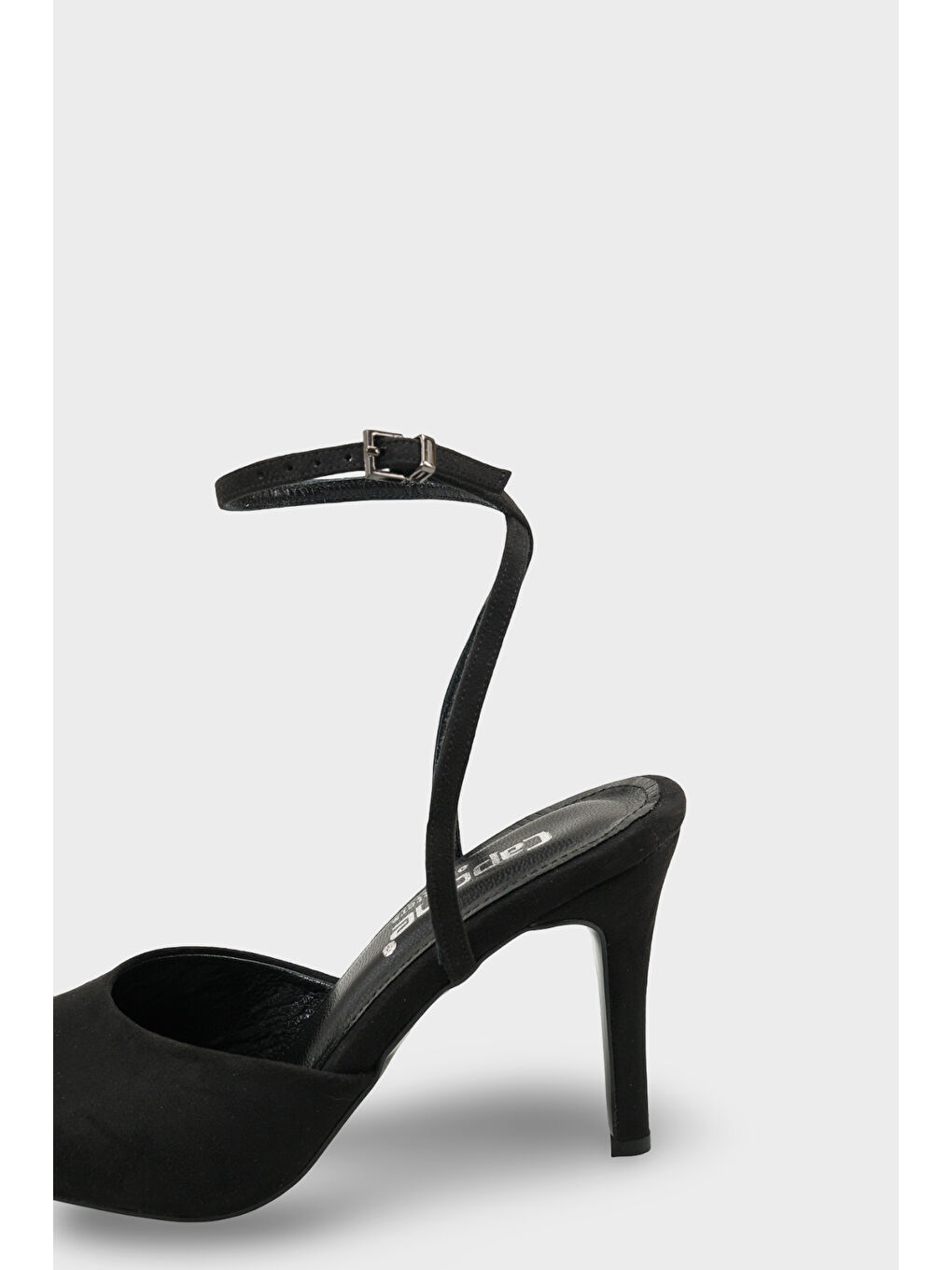 Siyah Kenna Hakiki Deri Astarlı Yuvarlak Burunlu Orta Topuklu Bilekten Bantlı Kadın Ayakkabı-3