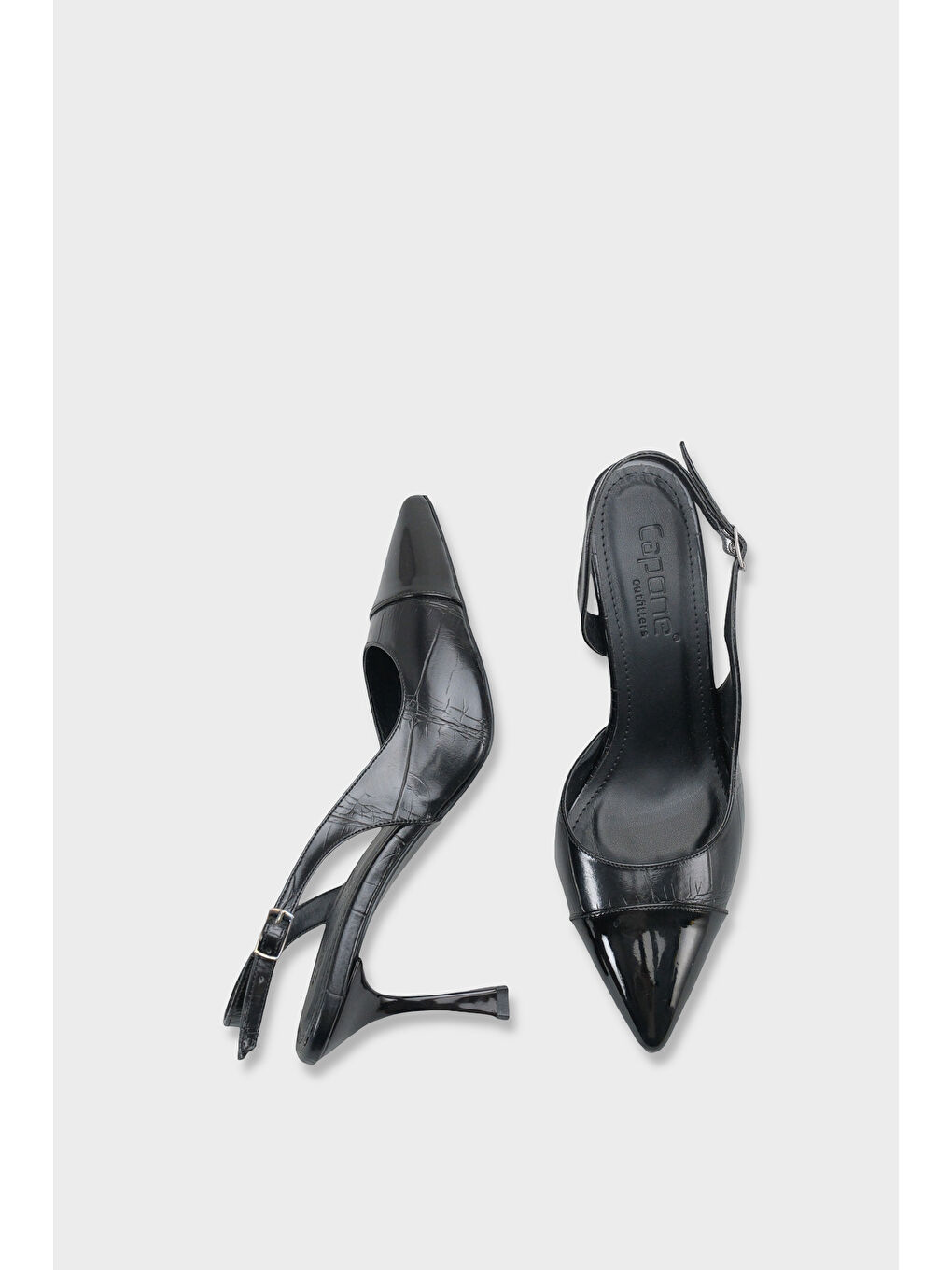 Siyah Salli Sivri Burunlu Arkası Açık Orta Topuklu Kadın Ayakkabı-4