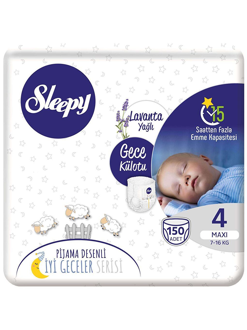 Sleepy Beyaz Tekli Paket Gece Külotu 4 Numara Maxi 150 Adet