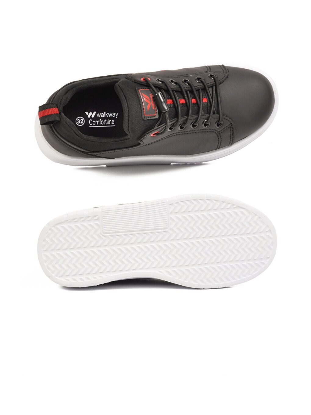 Siyah-kırmızı Lastik Bağcıklı Comfort Rahat Tabanlı Erkek Çocuk Sneaker Balase F-3