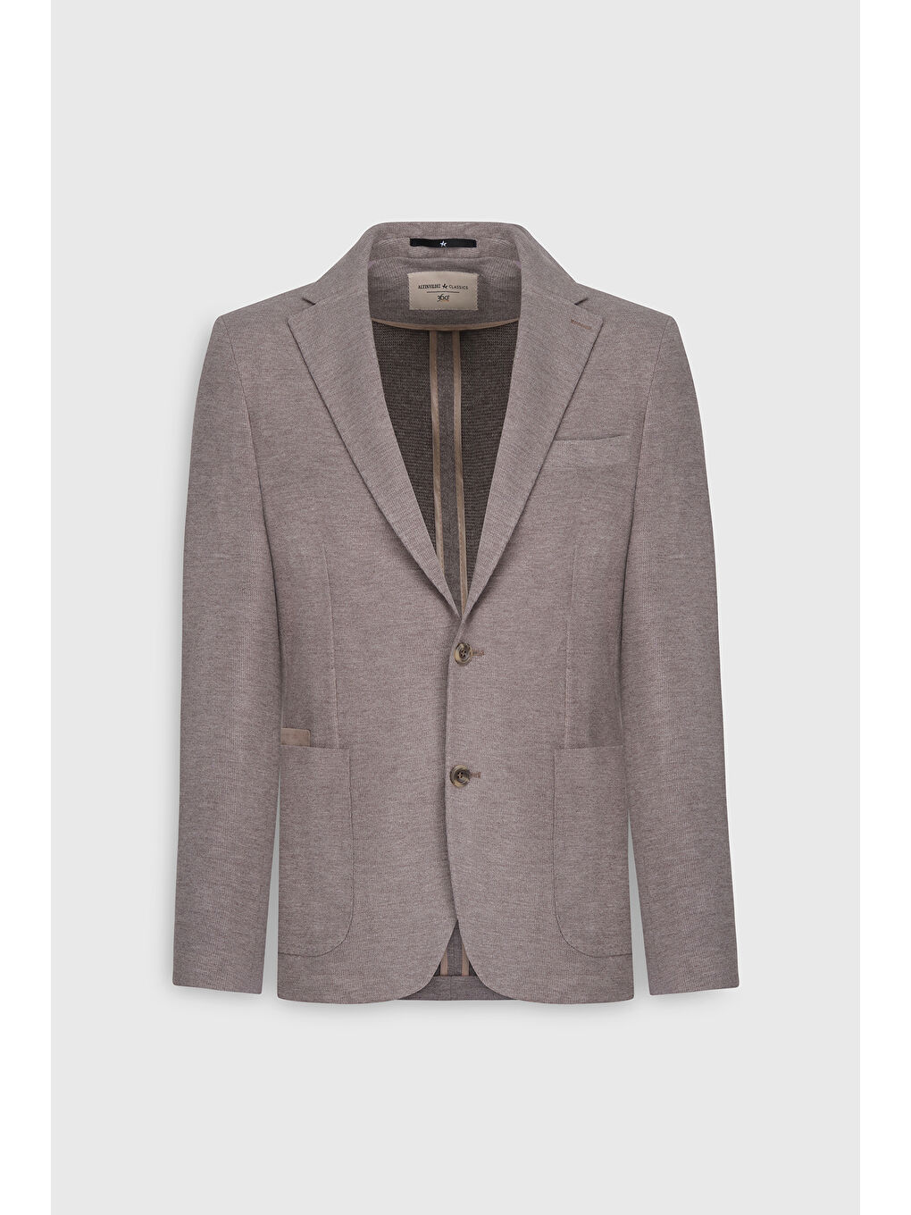 Kahverengi Erkek Açık Kahve Slim Fit Dar Kesim Mono Yaka Armürlü Torba Cepli Ceket-7