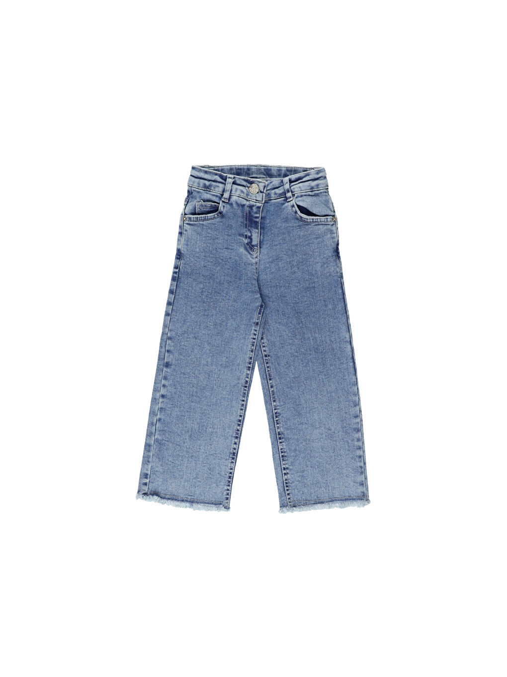 Panço Lacivert Kız Çocuk  Düğmeli Denim Pantolon - 5