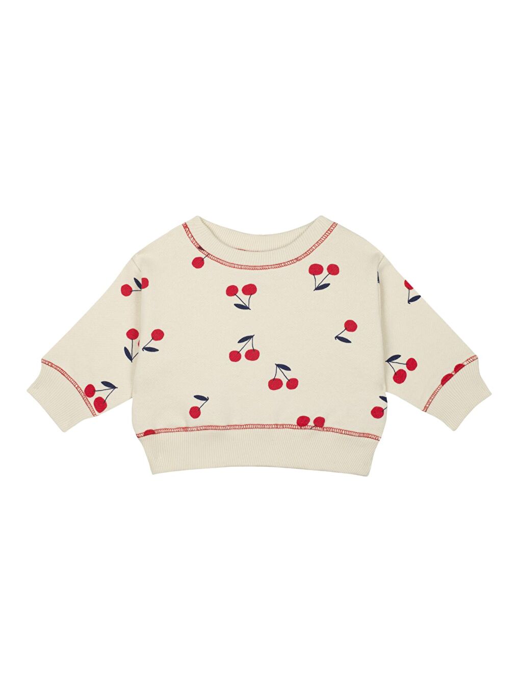 ANTEBIES Ekru Kiraz Desenli Kız Bebek Sweatshirt