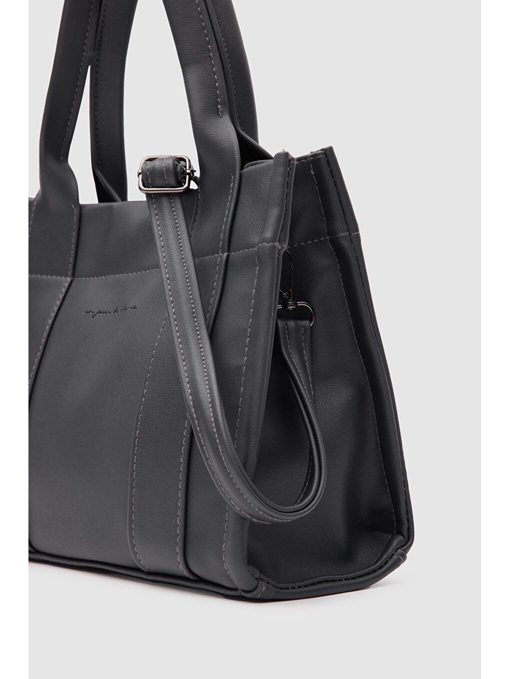 Bonnie Deri Tote Bag Antrasit-2