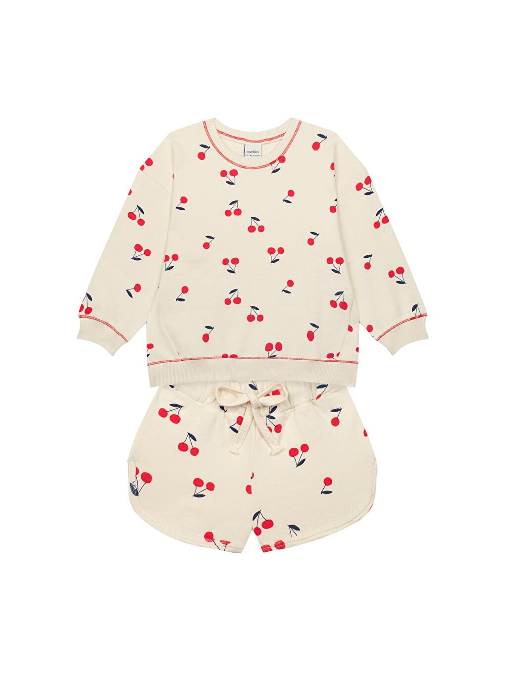 Ekru Kiraz Sweatshirt Şort Set