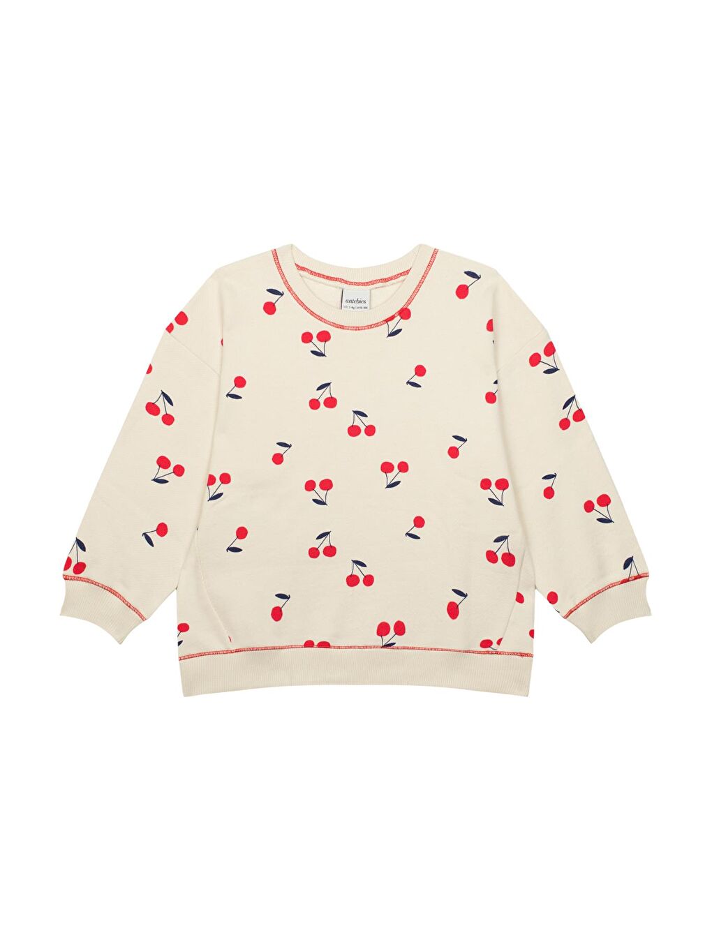 Ekru Kiraz Sweatshirt Şort Set-1