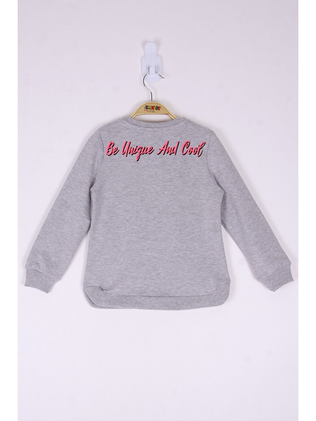 Gri Kız Çocuk Be Baskılı Sweatshirt-2