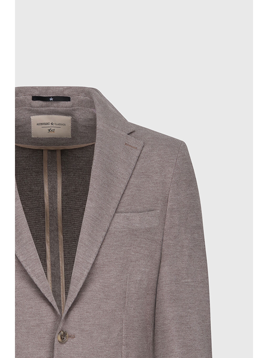 Kahverengi Erkek Açık Kahve Slim Fit Dar Kesim Mono Yaka Armürlü Torba Cepli Ceket-8