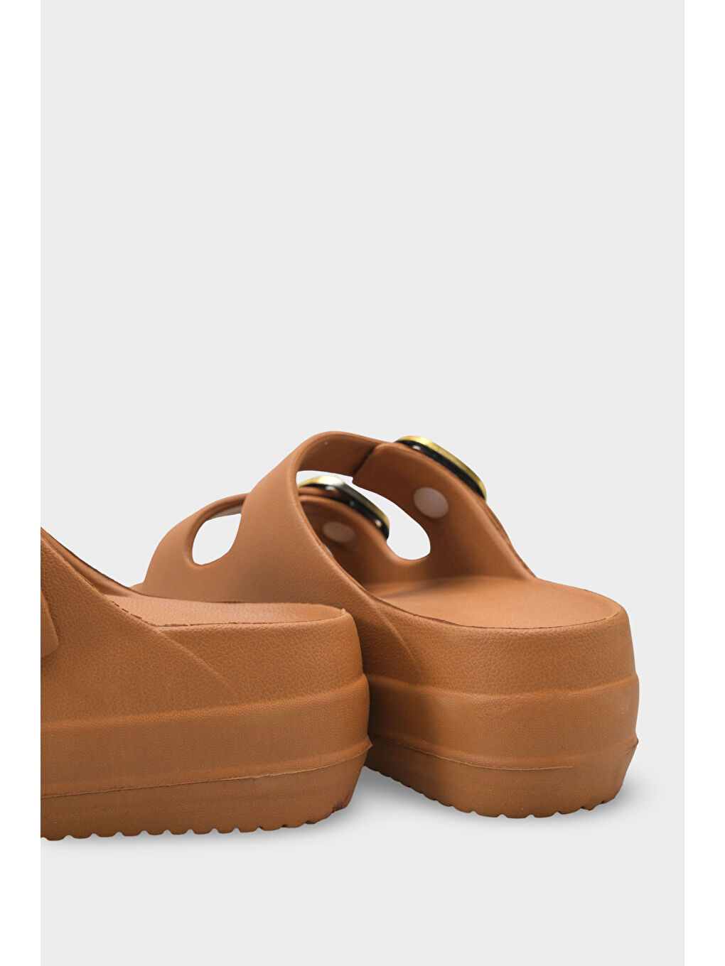 Kahverengi Nicki Eva Çift Tokalı Dolgu Tabanlı Kadın Terlik-3