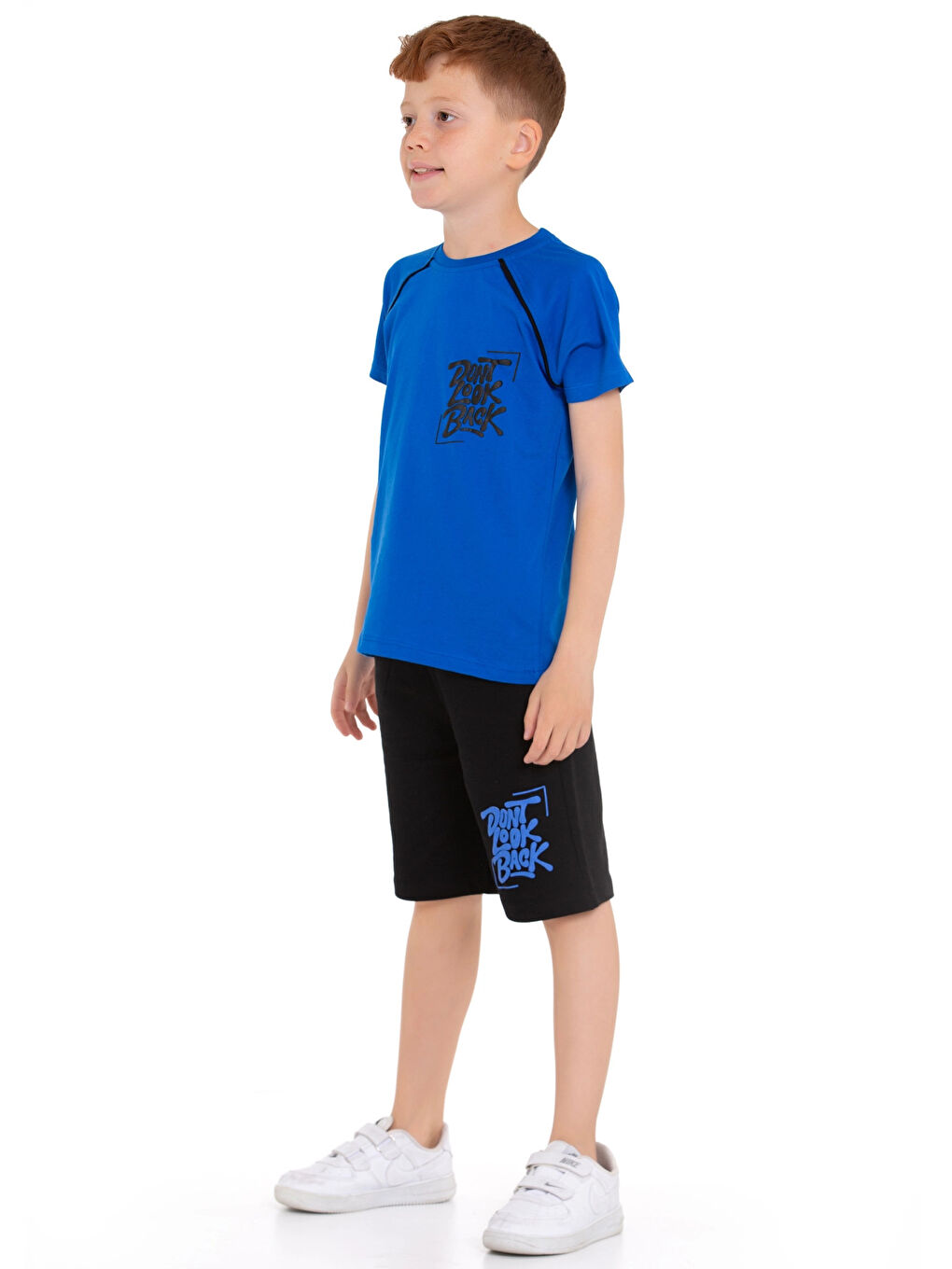 Mavi Dont Look Baskılı Erkek Şortlu Takım 73309-1-1