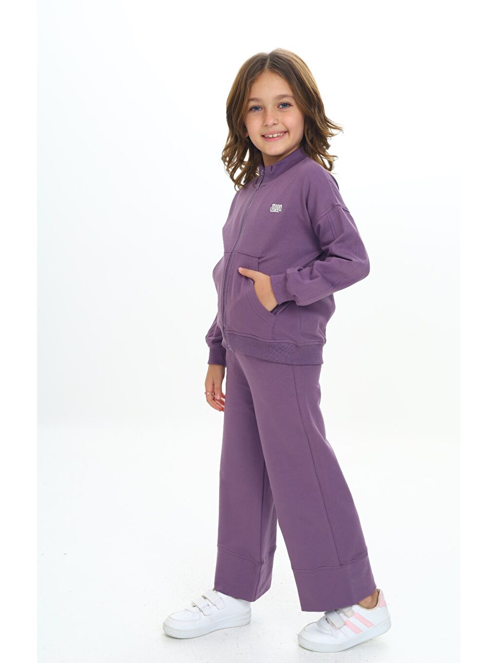 Mor Kız Çocuk Nakışlı Eşofman Takım-1