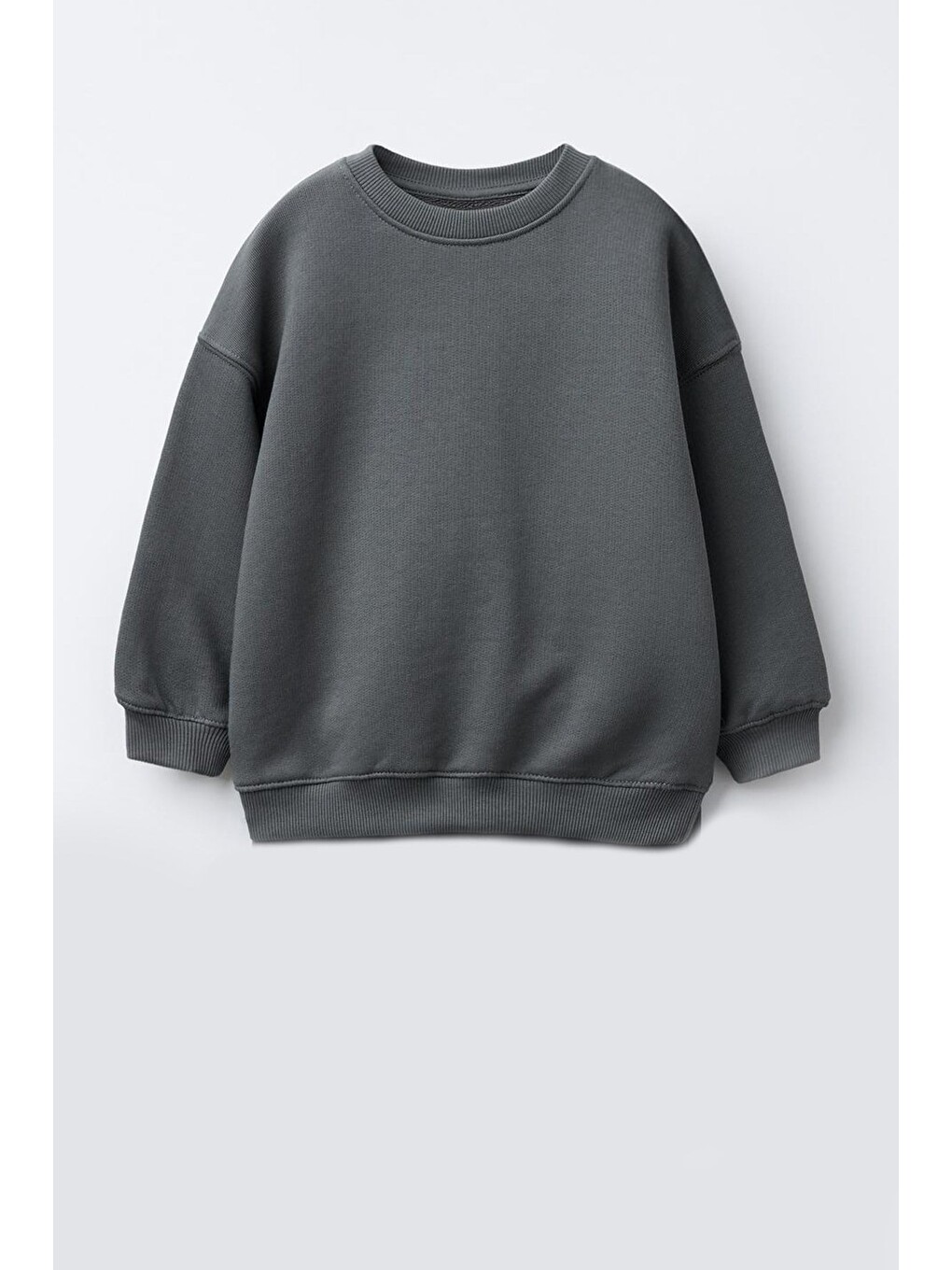 Antrasit Unisex Çocuk 3 İplik Kumaş Pamuklu Sırt Baskılı Sweatshirt-1