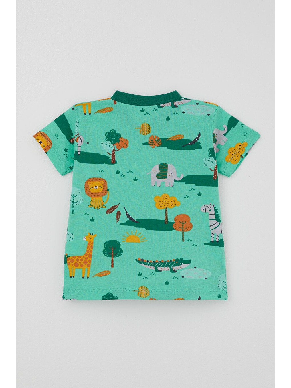 Erkek Bebek Şortlu Pijama Takımı Safari Temalı Sevimli Hayvancıklar Desenli Yeşil (4 Ay - 1 Yaş)-3