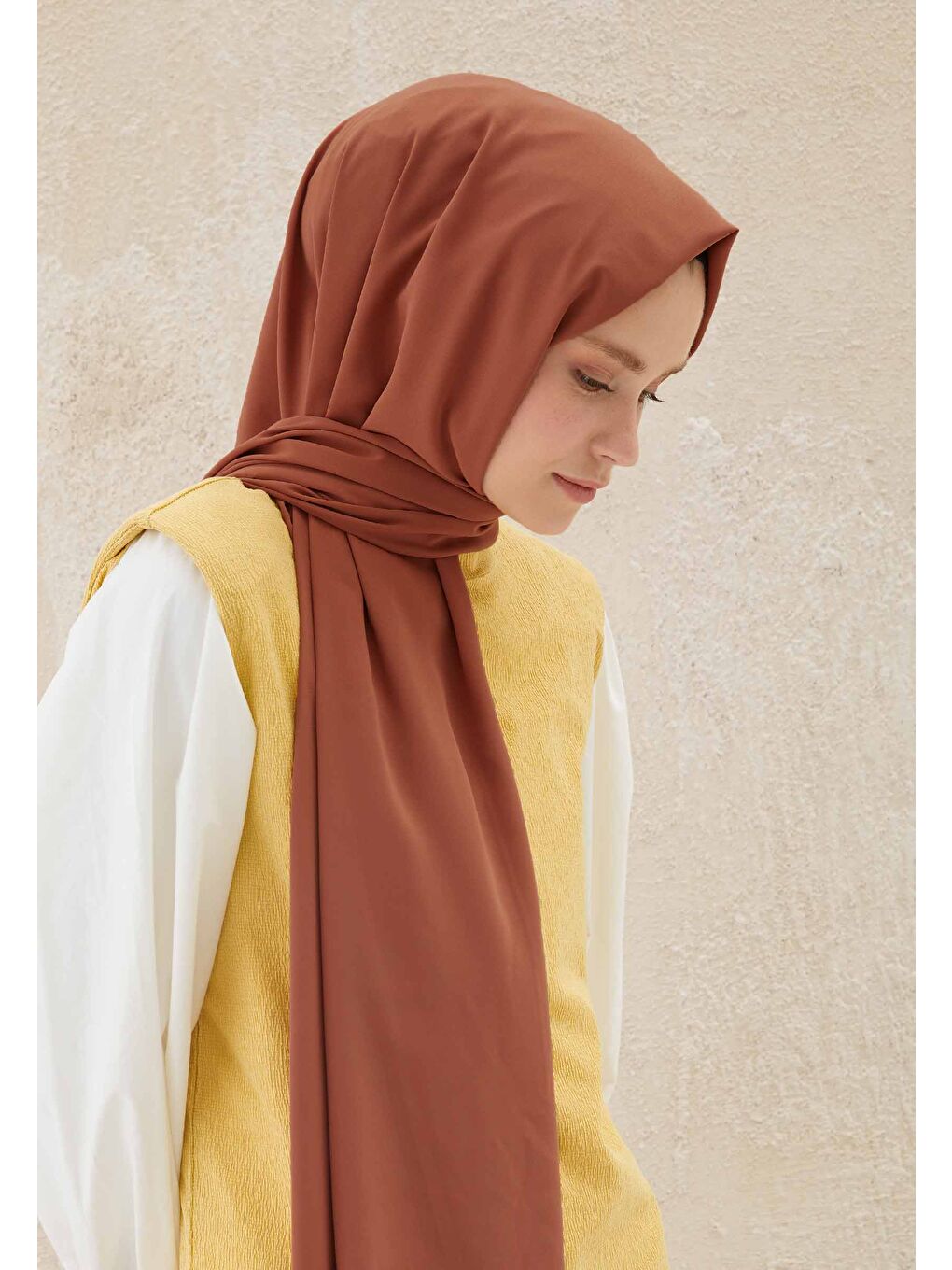 Kahverengi Medine İpeği Şal Tarçın Kabuğu-2