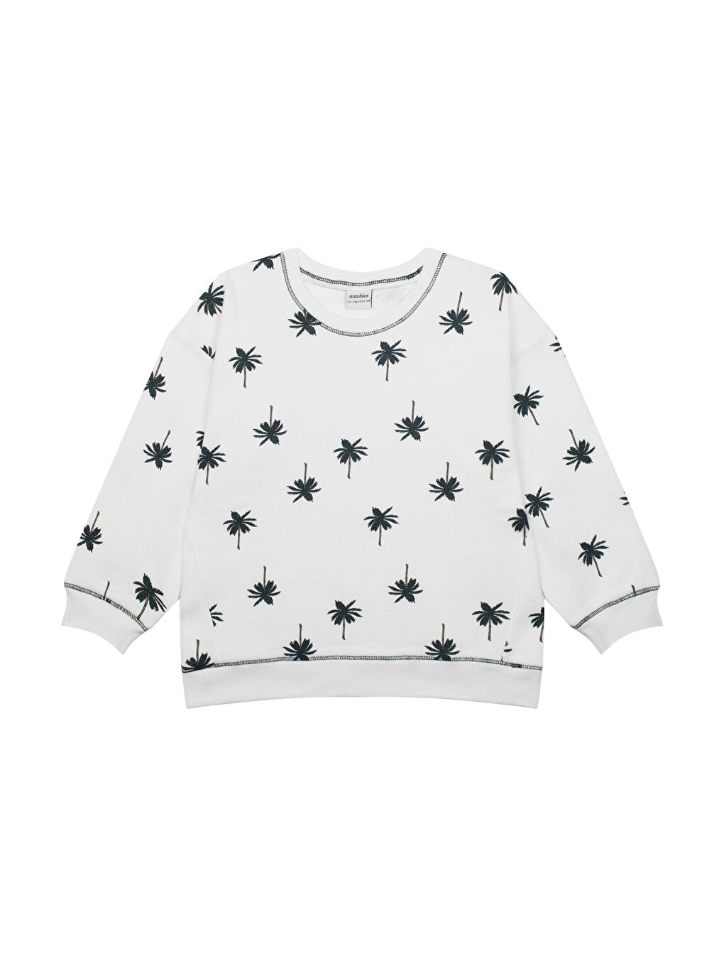 Beyaz Palmiye Sweatshirt Şort Set-2