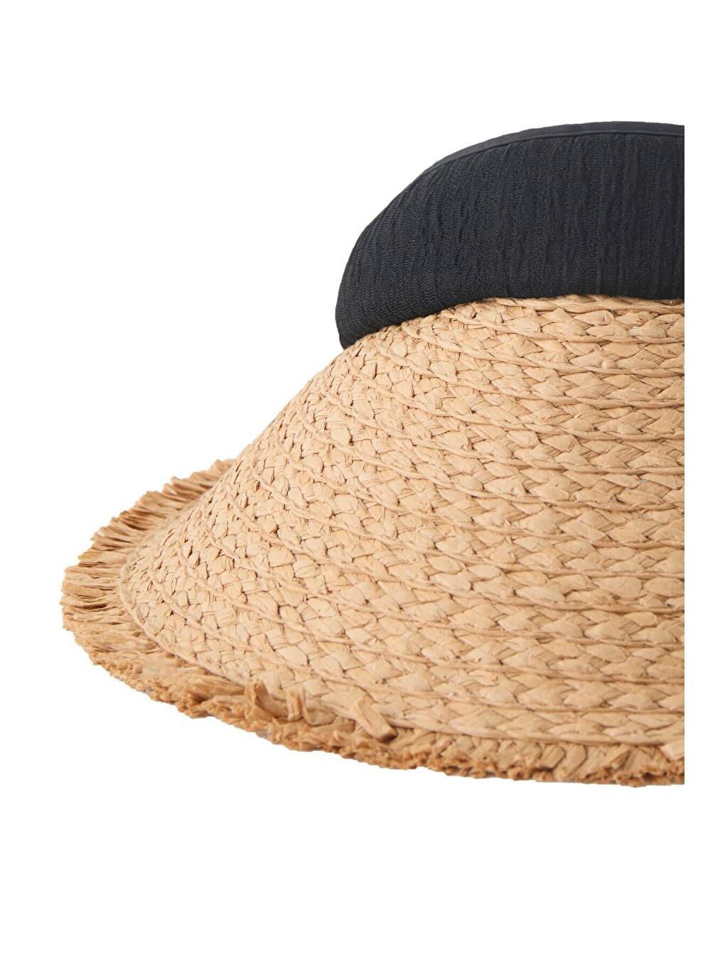 Siyah Bantlı Bedeni Ayarlanabilir Örme Hasır Plaj Şapkası 23-1