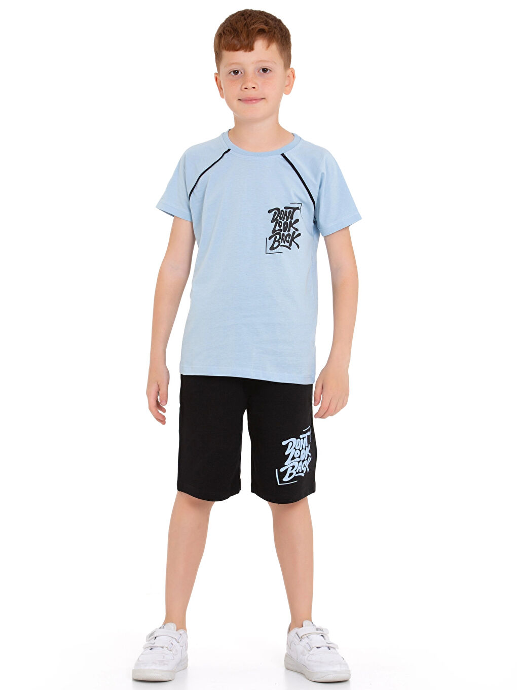 Mavi Dont Look Baskılı Erkek Şortlu Takım 73309-1-1