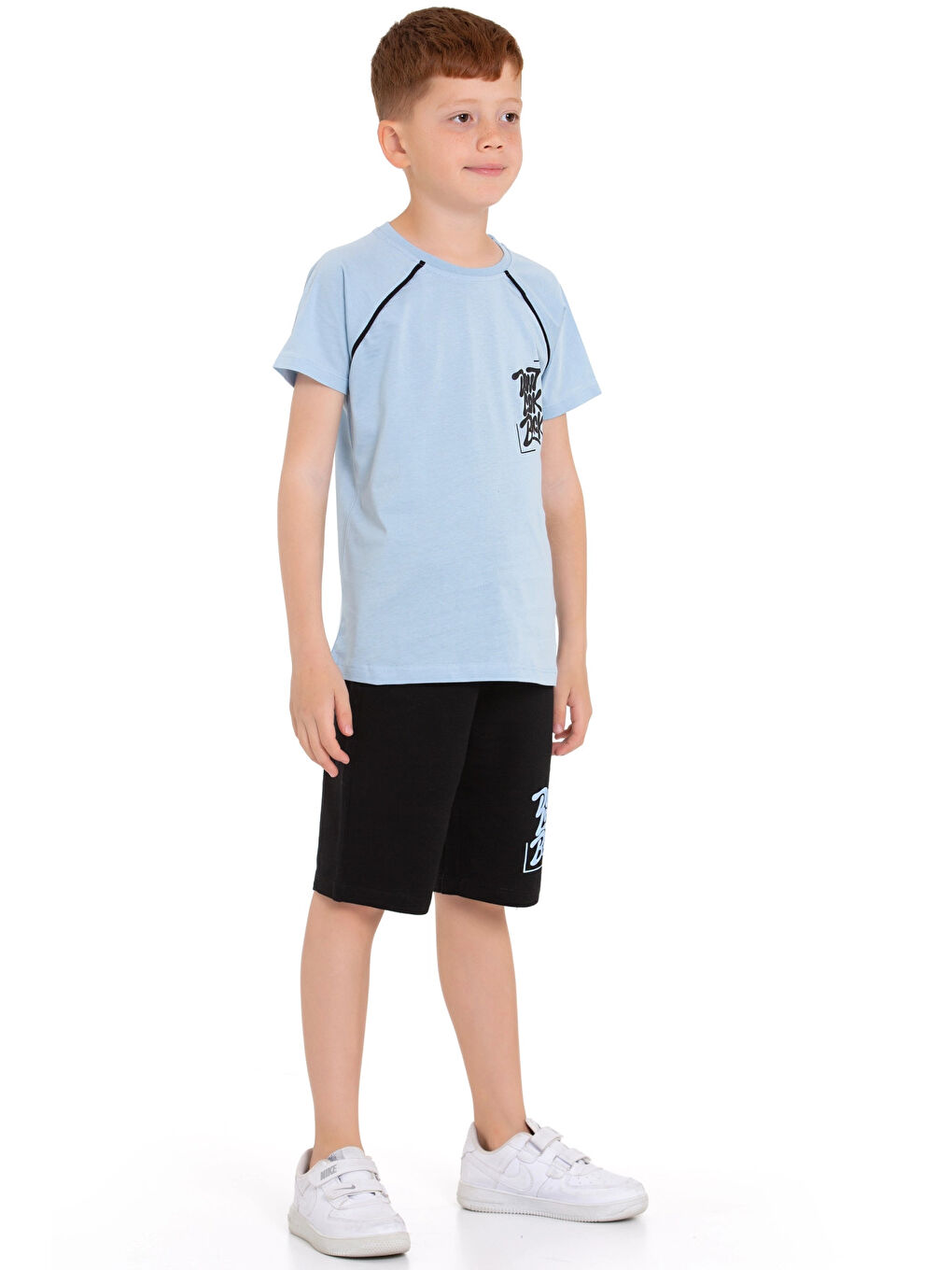 Mavi Dont Look Baskılı Erkek Şortlu Takım 73309-1-3