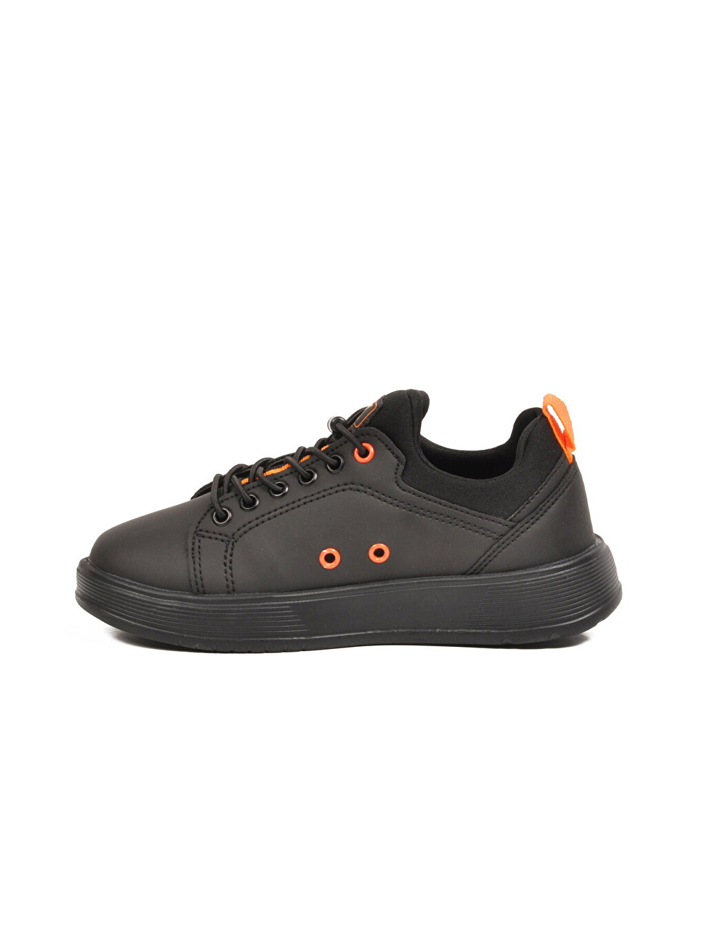 Siyah-turuncu Lastik Bağcıklı Comfort Rahat Tabanlı Erkek Çocuk Sneaker Balase F-3
