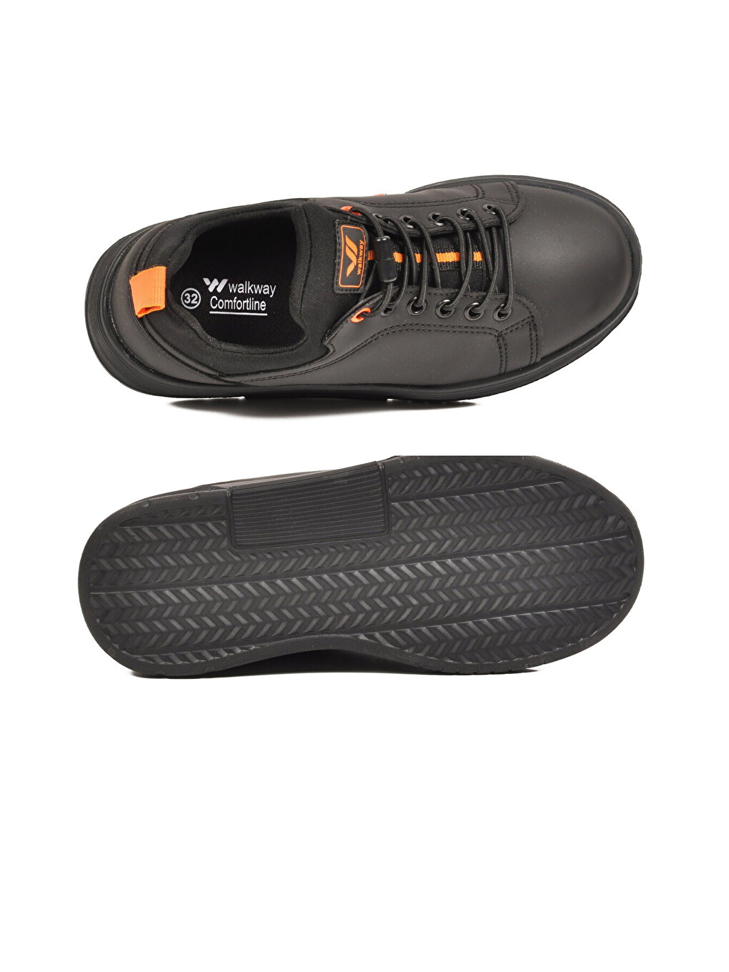 Siyah-turuncu Lastik Bağcıklı Comfort Rahat Tabanlı Erkek Çocuk Sneaker Balase F-4