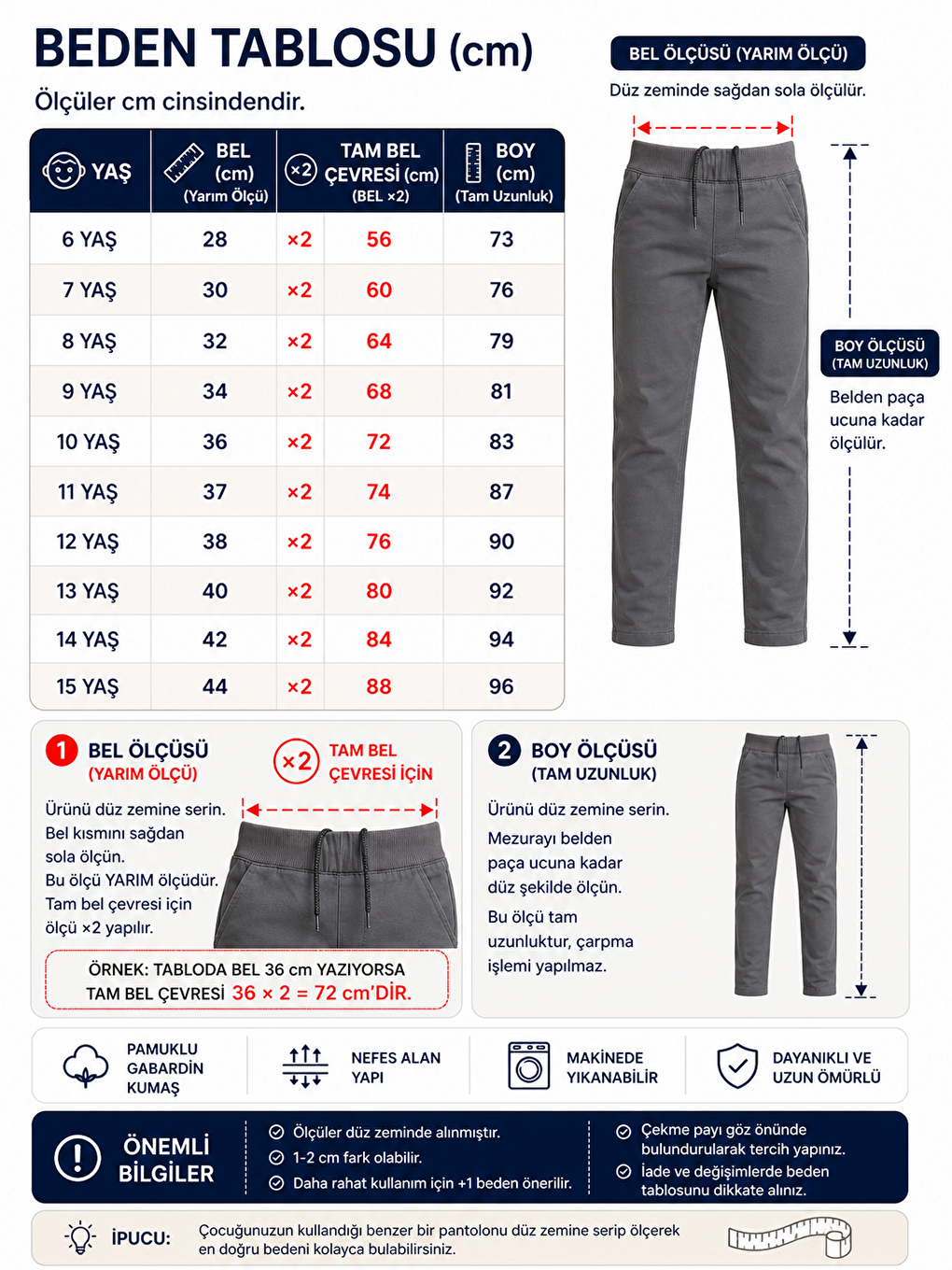 Gri Erkek Çocuk Okul Pantolonu Unisex-4