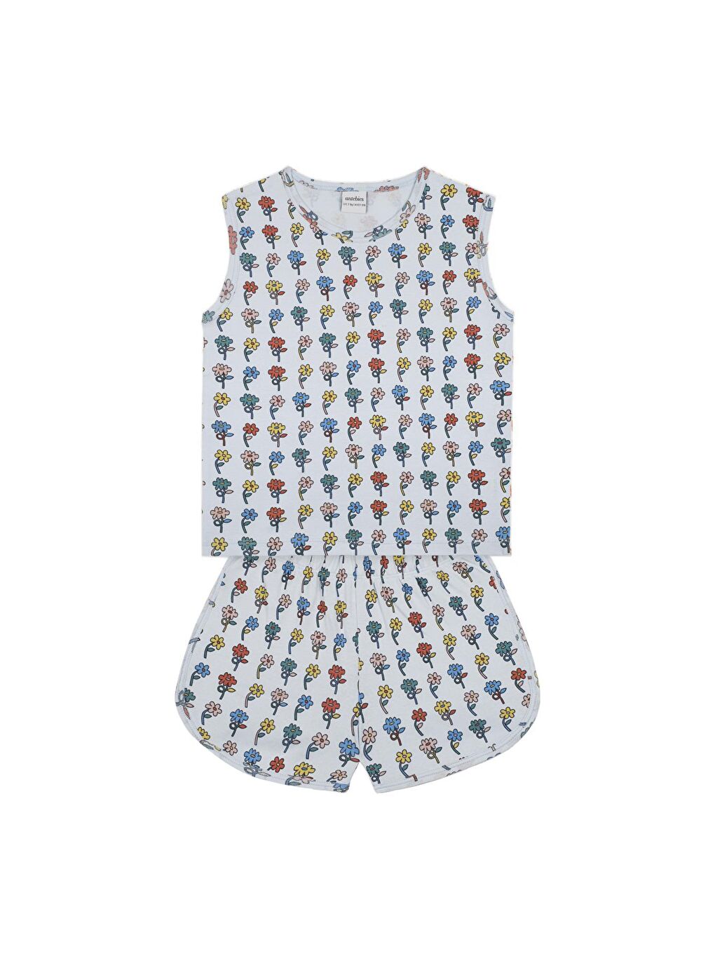 Mavi Grafik Çiçek Şortlu Pijama