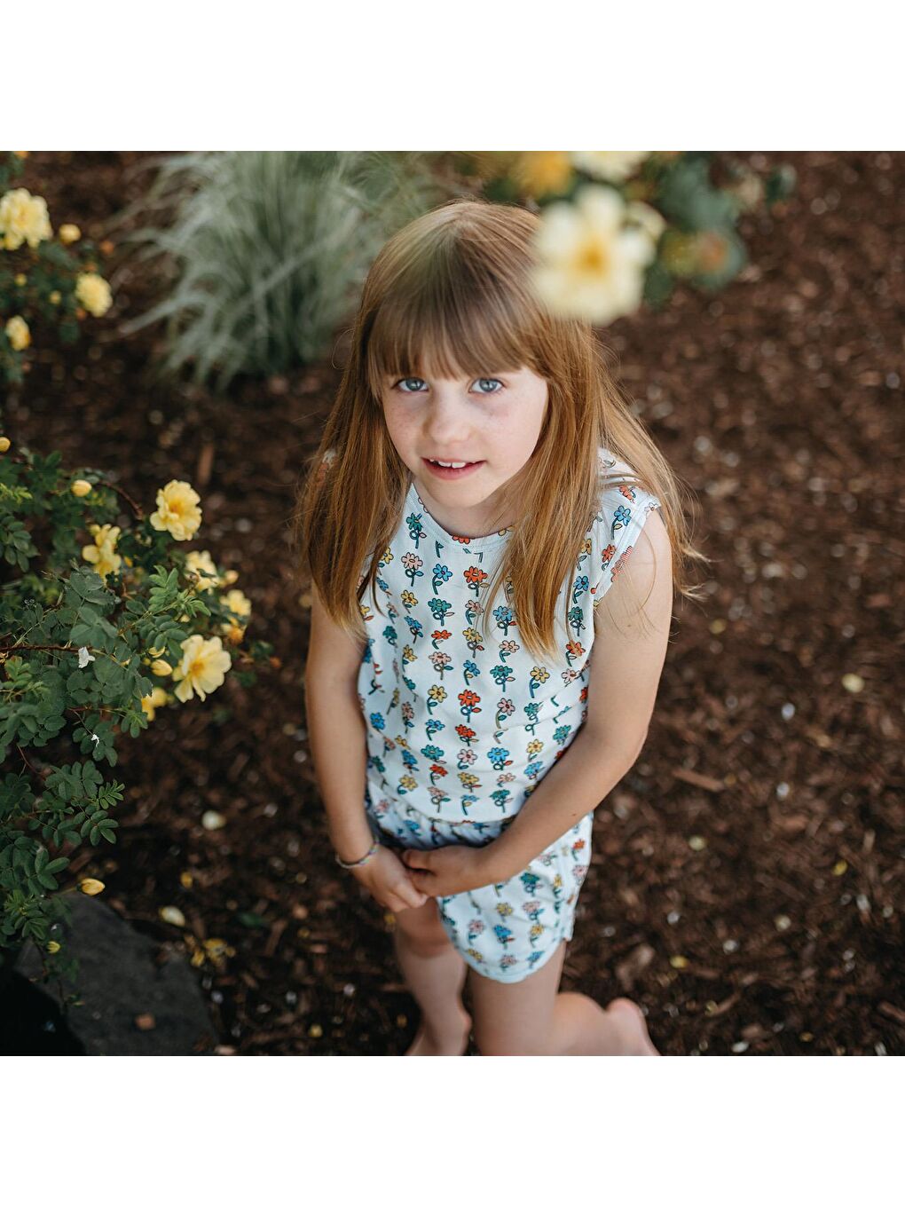 Mavi Grafik Çiçek Şortlu Pijama-3