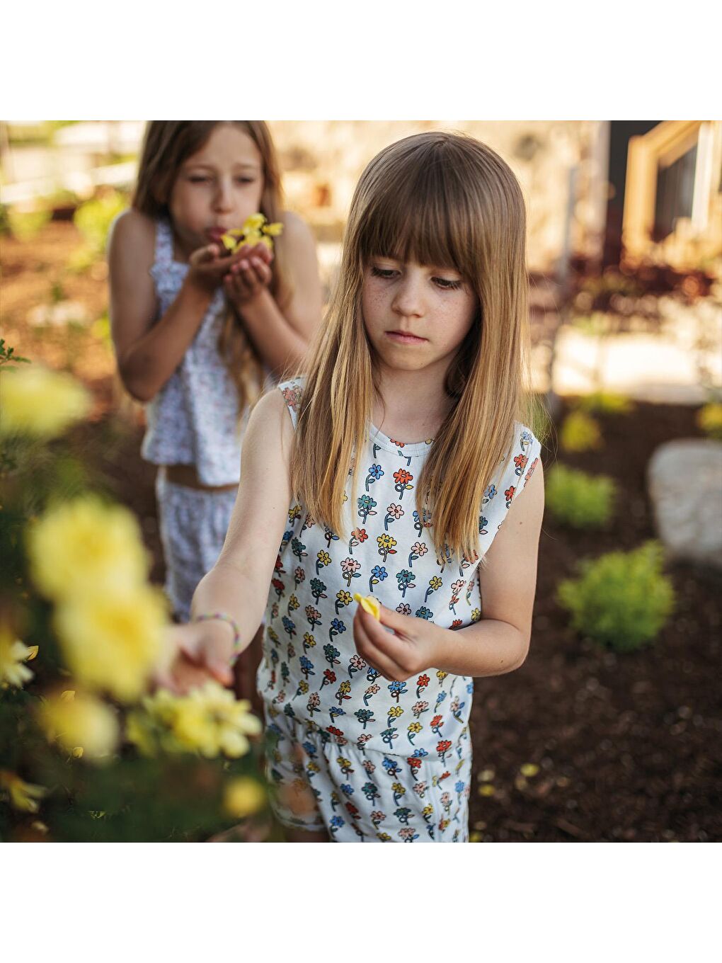 Mavi Grafik Çiçek Şortlu Pijama-4