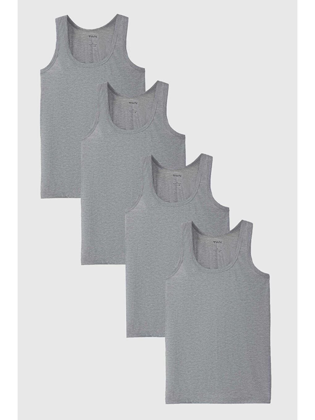 Gri Standart Fit Nefes Alabilen Teri Emen %100 Pamuklu 4'lü Atlet