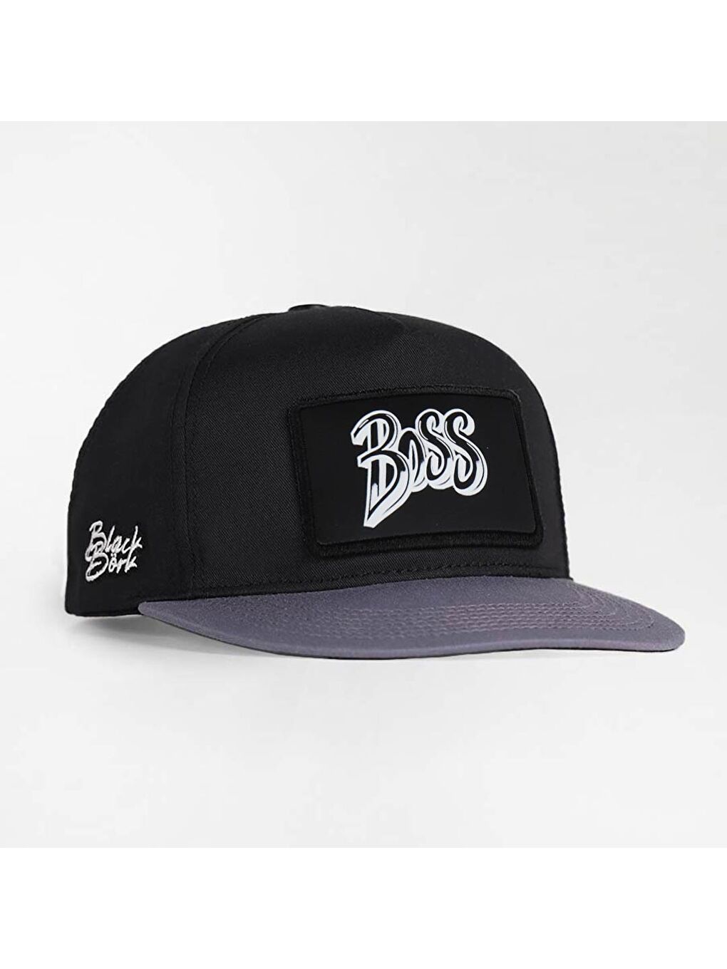 Boss Logolu Gri-Siyah Hip Hop Şapka