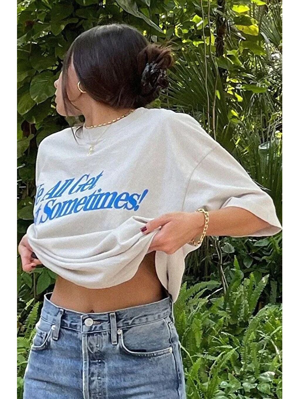 Unisex Baskılı Oversize T-Shirt - Beyaz-1