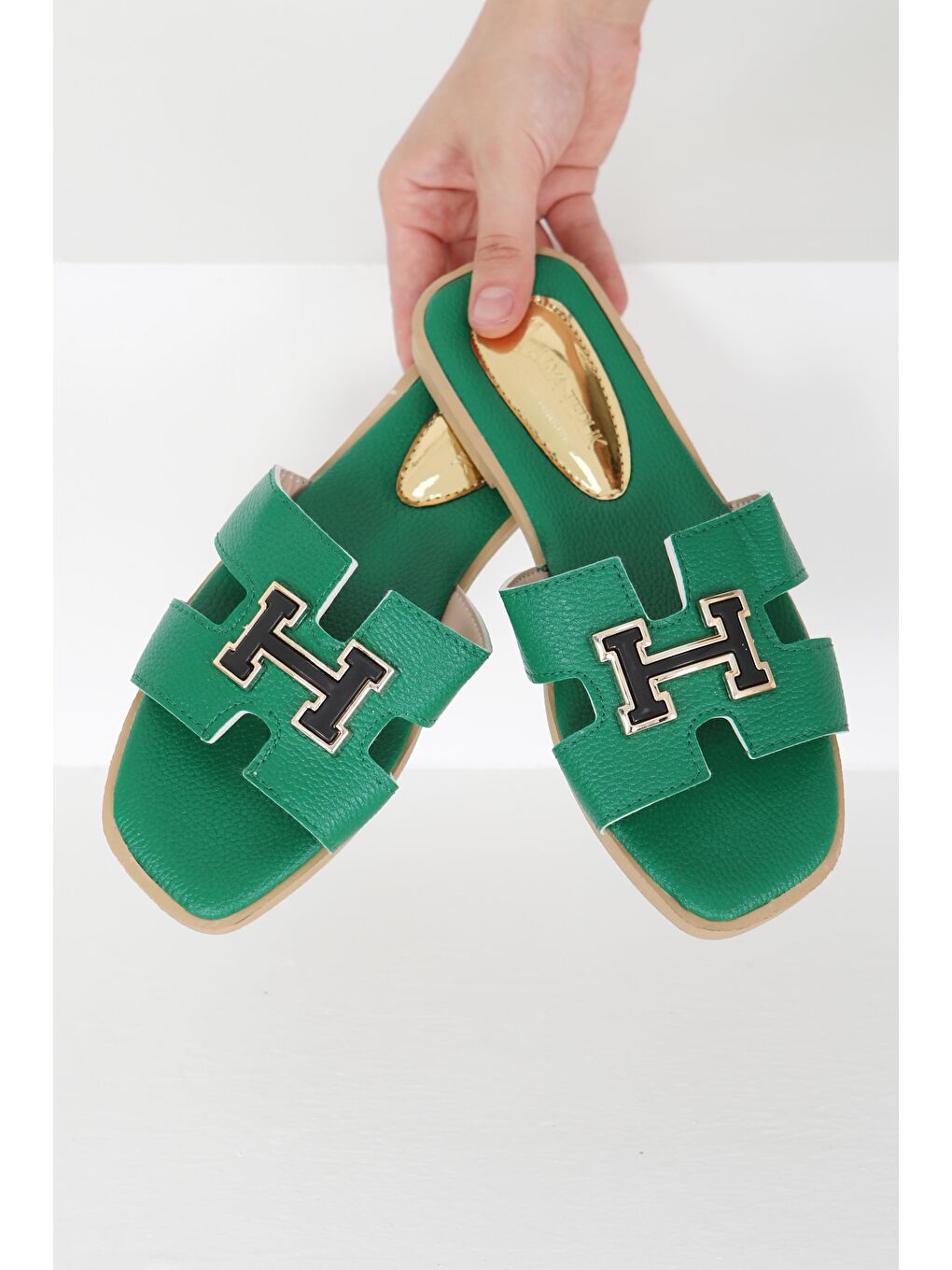Yeşil Kadın Yesil H Tokalı Terlik - 27407-1