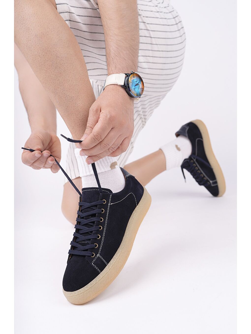 Lacivert MİDWAY Bağcıklı Hakiki Deri Erkek Günlük Sneaker Spor Ayakkabı-4
