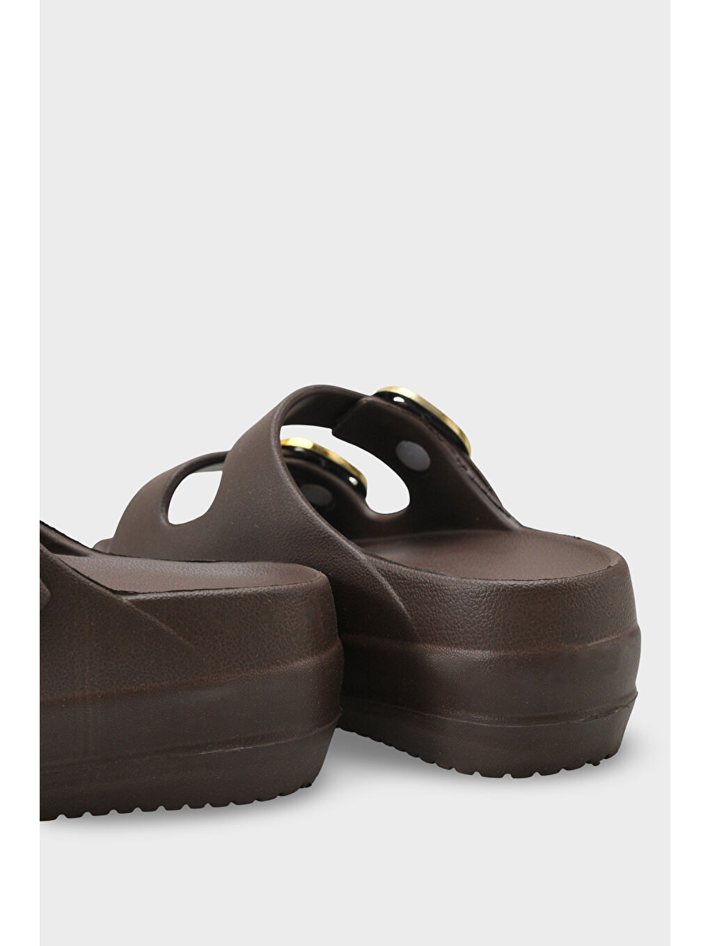 Kahverengi Nicki Eva Çift Tokalı Dolgu Tabanlı Kadın Terlik-3