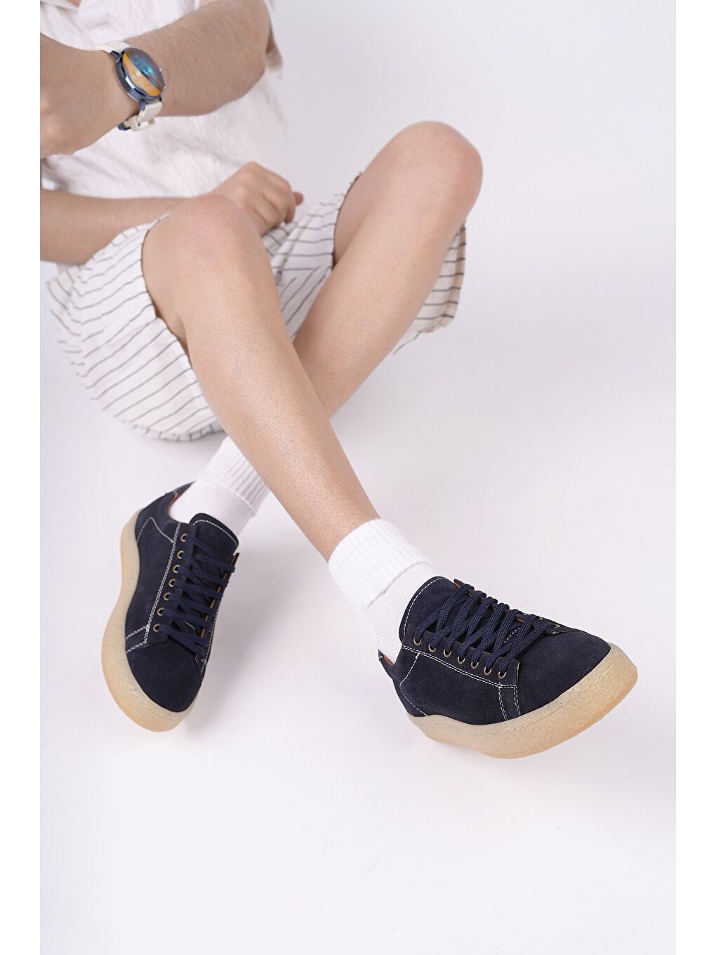 Lacivert MİDWAY Bağcıklı Hakiki Deri Erkek Günlük Sneaker Spor Ayakkabı-7