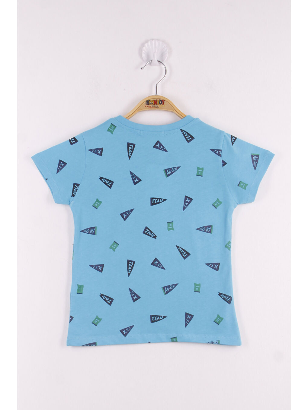 Turkuaz Erkek Çocuk Yazı Baskılı T-Shirt-3