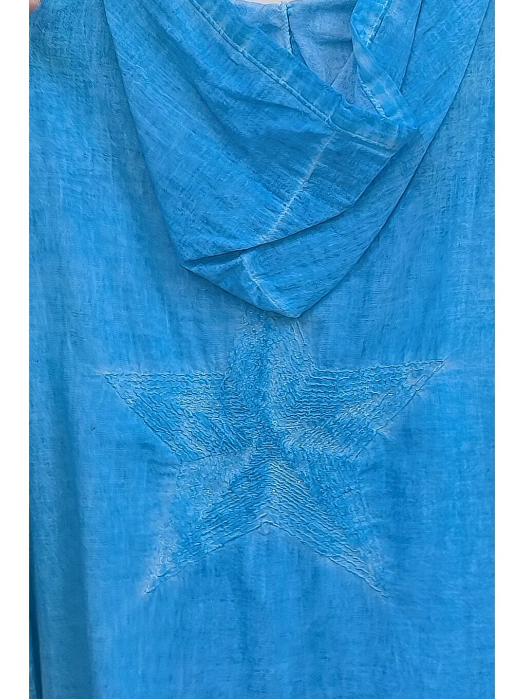 Turkuaz Uzun Kol Arkası Yıldız Desenli Omuzları File Ve Yıldız Detaylı Casual Dokuma Ceket 70 65-5