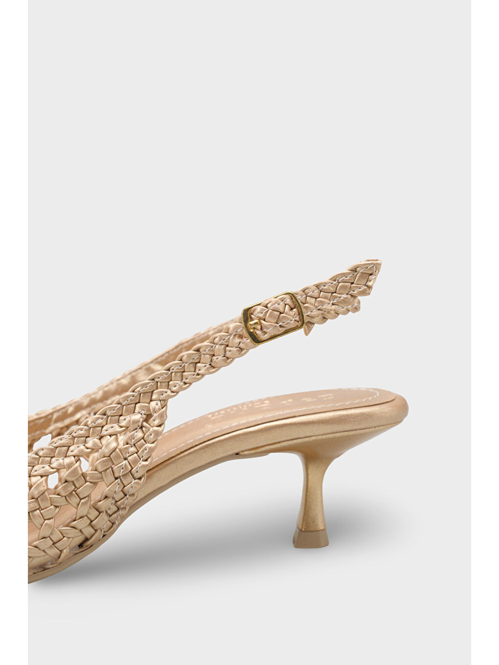 Sarı Laurie Örgü Sivri Burunlu Orta Topuklu Arkası Açık Kadın Ayakkabı-3