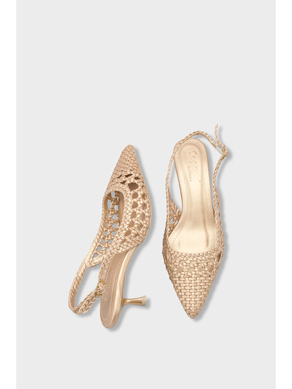Sarı Laurie Örgü Sivri Burunlu Orta Topuklu Arkası Açık Kadın Ayakkabı-4