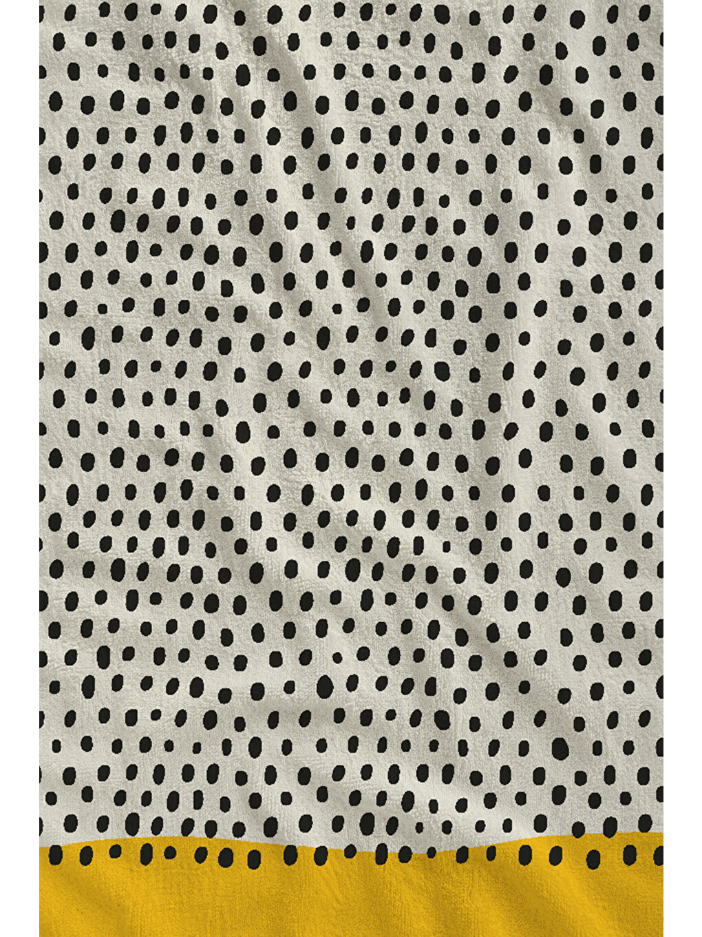 Siyah Beyaz Mikro Geometrik Desenli Hardal Bordürlü 70x150 Cm Dijital Baskılı Plaj Ve Banyo Havlusu-1
