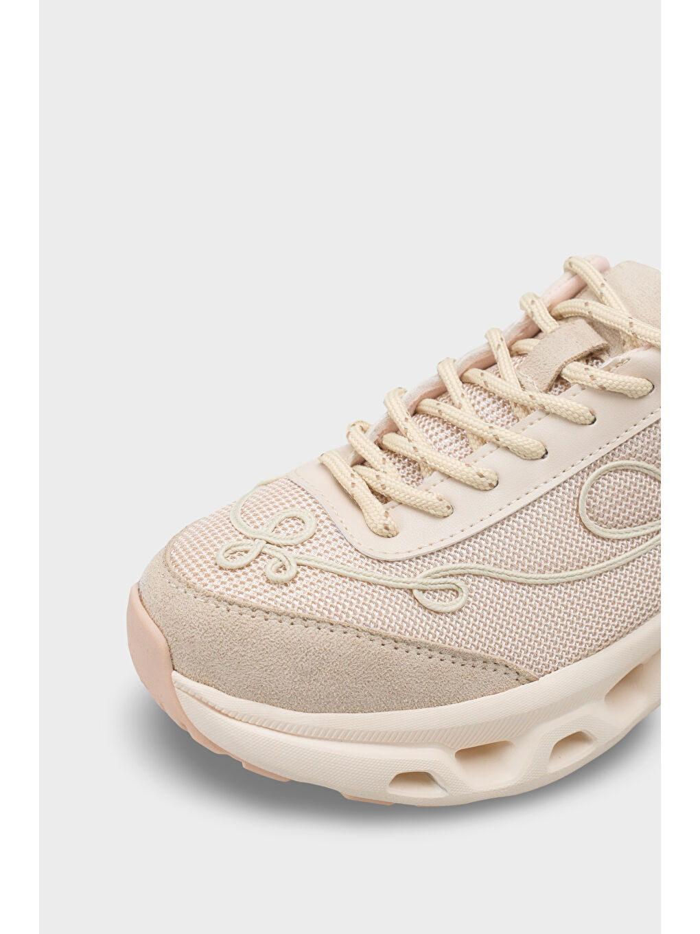 Bej Ruth Fileli Havalı Tabanlı Konfor Kadın Spor Ayakkabı Sneaker-2