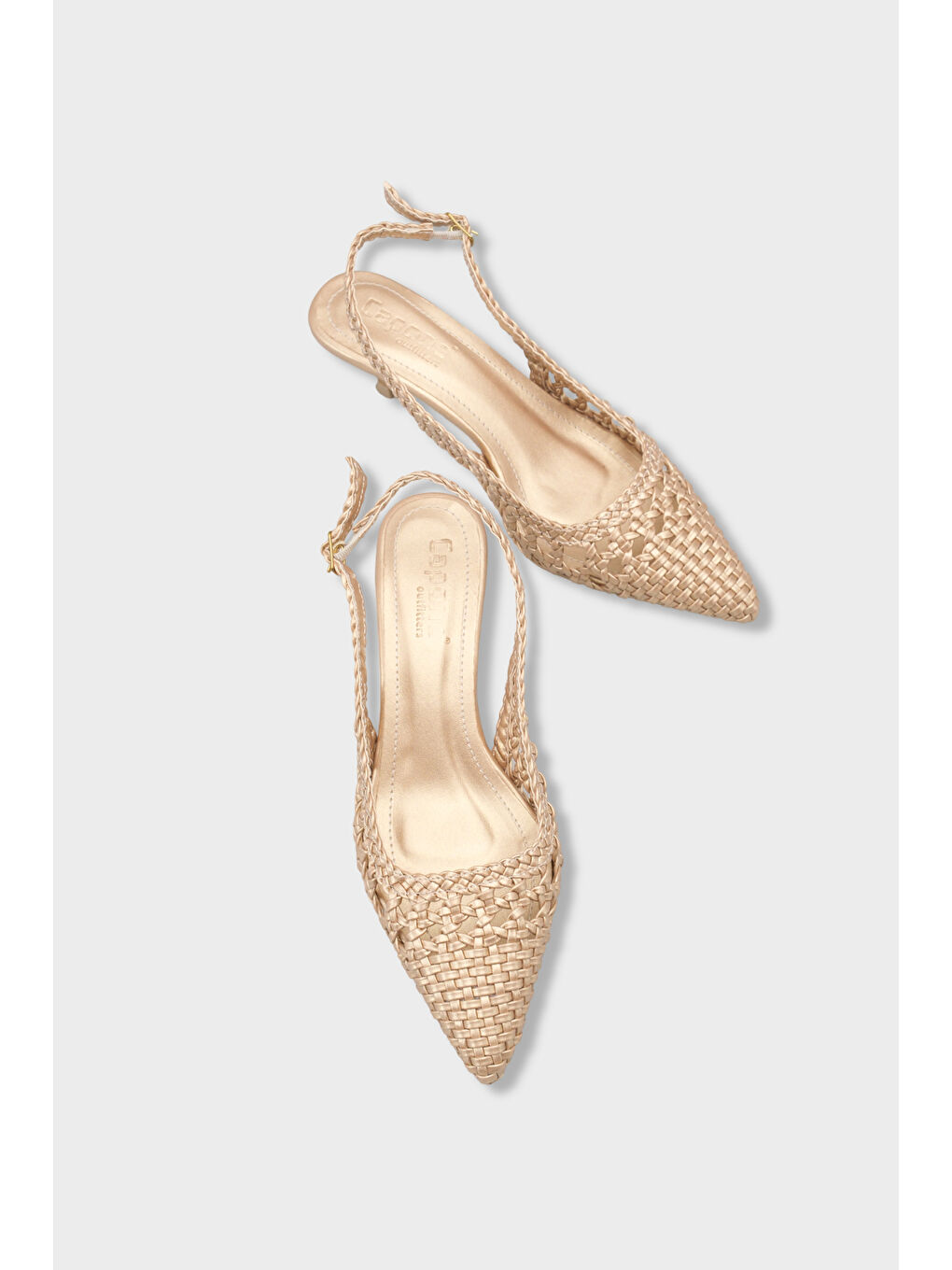 Sarı Laurie Örgü Sivri Burunlu Orta Topuklu Arkası Açık Kadın Ayakkabı-5